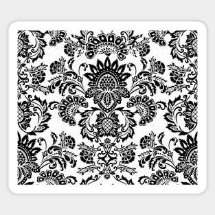 black and white Damask Sticker